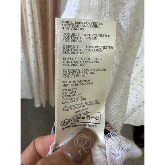 Free People Knot Me Floral Geometric Scarf Mix Media Tie-Front Blouse Top L - Picture 12 of 12